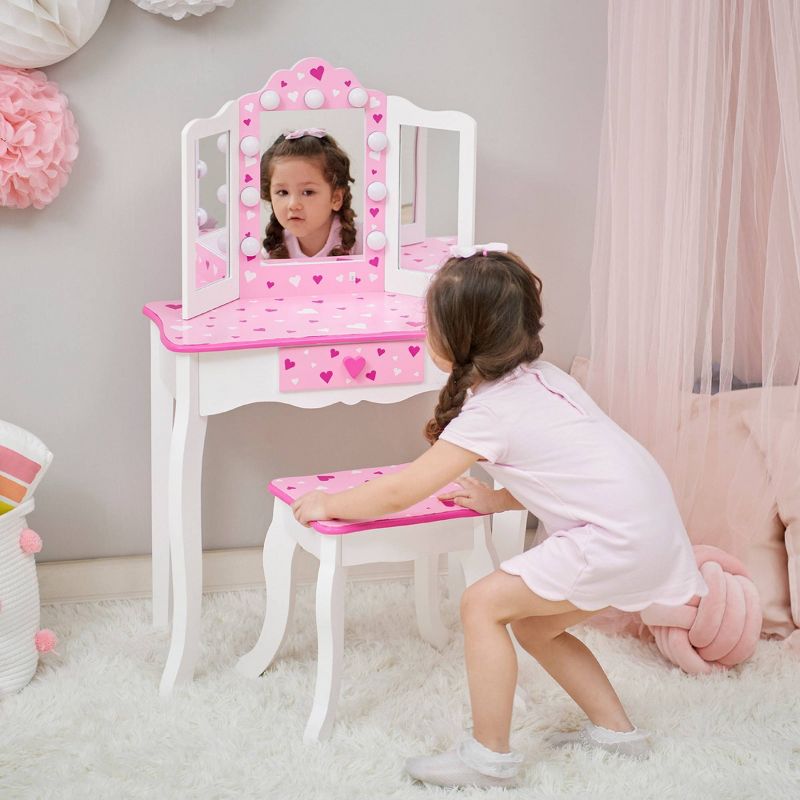Little Princess Gisele Sweethearts Kids&#39; Vanity with LED Lights White/Pink - Fantasy Fields by Teamson Kids, 2 of 9