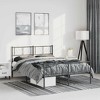 vidaXL Queen Metal Bed Frame with Headboard & Footboard, Sturdy Steel, Black, No Mattress - 3 of 4