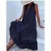 Womens Summer Dress V Neck Sleeveless Button Front Loose Fit Casual Dress - 2 of 2