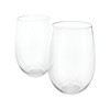 True Flexi Stemless Wine Glass, Clear Plastic Tumblers, Stemless Flexible Wine Glass, 15 Ounces, Drinkware, Clear, Set of 2 - 2 of 4