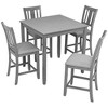 FONTOI Wooden Counter Height Dining Set with Square Table and Upholstered Slatted Back Chairs for Modern Kitchen Dining Spaces, Gray, 34.5"*34.5"*36" - 3 of 4