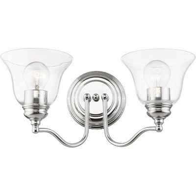 Moreland Polished Chrome Dual Light Vanity with Hand Blown Glass