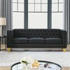 Velvet Chesterfield 3-Seater Sofa, Modern Button Tufted Couch with Nailhead Trim & Metal Legs for Living Room - 3 of 4