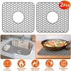 NewHome "2Pcs Silicone Grid Sink Mat with Drain Hole, Non-Slip Sink Protector for Kitchen, 11.61x13.58 Inch, Dishwasher Safe" Grey Size S - 4 of 4