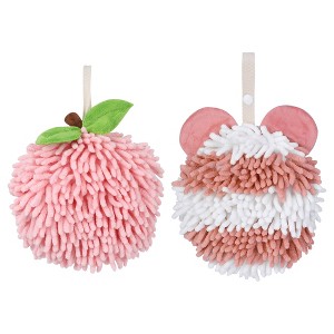 REGALWOVEN 2 Pcs Cute Soft Absorbent Chenille Ball Fuzzy Hand Towel - 1 of 4