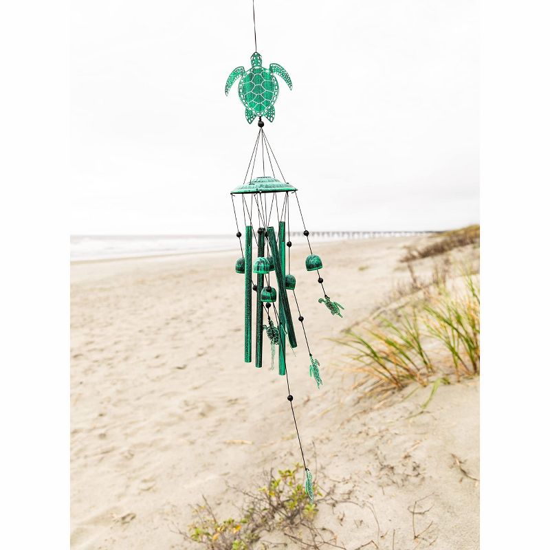 Dawhud Direct 20" H Rustic Green Turtle Wind Chimes for Outside - Lawn Decoration, 3 of 7