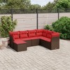 vidaXL 7 Piece Patio Sofa Set with Cushions Brown Poly Rattan - 2 of 4
