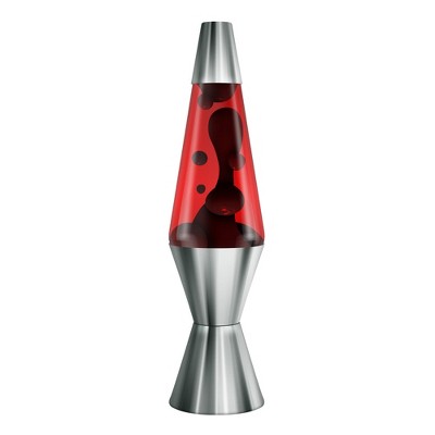Schylling The Original LAVA Brand Lava Lamp, Chrome Plated Crimson Style, 14.5″ Black Wax in Red Liquid, Ages 13+