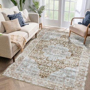 Retro Room Decor Area Rugs Vintage Soft Traditional Distressed Rug for Living Room Bedroom Washable Low Pile Non Slip Floor Carpet - 1 of 4