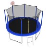 YUHAO Kids & Adults Trampoline with Basketball Hoop and Ball，Recreational Trampolines with Safety Enclosure， Outdoor Toys，12FT Blue - 4 of 4