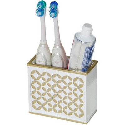 White and Gold Diamond Lattice 4-Piece Bathroom Accessories Set