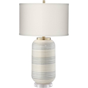 Pacific Coast Lighting Striped Adler 28" Tall Cylinder Traditional Table Lamp Multi-Color Ceramic Single White Shade Living Room Bedroom Bedside House - 1 of 4