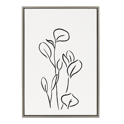 Kate and Laurel Sylvie Botanical Sketch Print No 3 Framed Canvas by The Creative Bunch Studio, 23x33, Gray