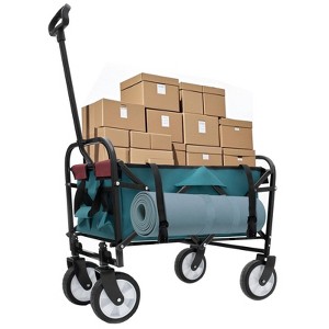 RISOKEYS Outdoor Collapsible Wagon Cart with 3-Piece Waterproof Liners and All-Terrain 360° Wheels,Foldable Utility Cart for Beach,Camping - 1 of 4