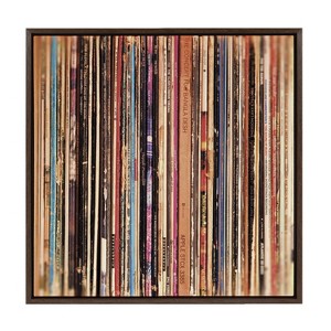 Kate and Laurel Sylvie Records Framed Canvas by Robert Cadloff of Bomobob, 22x22, Walnut Brown - 1 of 4