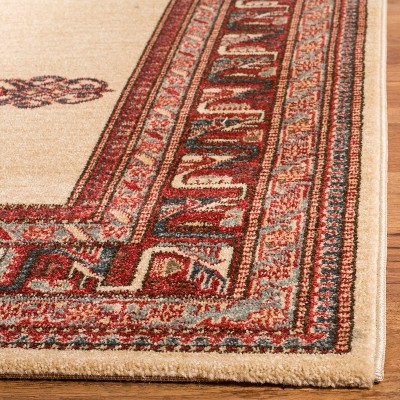 Mahal Red and Cream Synthetic Rectangular Area Rug