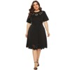 Coolmee Women Plus Size Hollow Chest Short Sleeve Wrap Large A-Line Midi Dress - 4 of 4