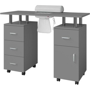 Manicure Table Nail Desk for Nail Tech with Dust Collector, Wrist Cushion, Nail Desk Salon Station w/Storage Cabinet - 1 of 4