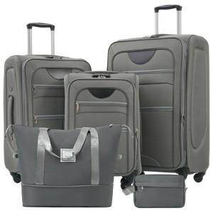 FonTOI 20"&24"&28" Luggage Sets 3 Pieces, Softside Expandable Luggages with Duffel Bag, Spinner Travel luggage Sets, Grey, 12.2"*18.9"*30" - 1 of 4