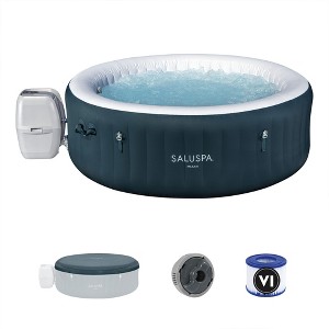 Bestway SaluSpa Miami AirJet 4-6 Person Inflatable Hot Tub Round Portable Outdoor Spa with 140 AirJets and EnergySense Energy Saving Cover, Dark Green - 1 of 4