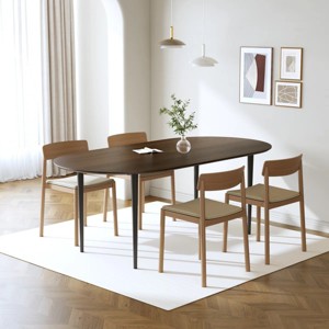 Wooakway Premium Round Wooden Table - Multi-Purpose Dining, Meetings & Social Events with Sturdy Four Legs Base (Black/Walnut/Natural Wood Options) - 1 of 4
