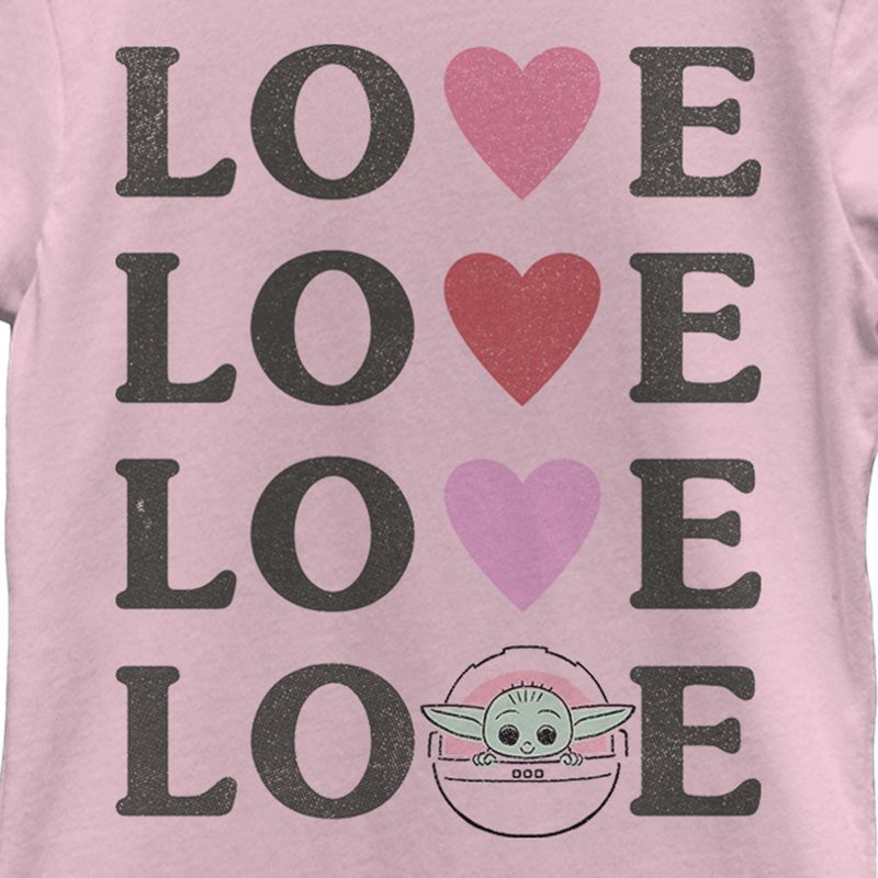 Girl's Star Wars: The Mandalorian The Child Love Hearts T-Shirt, 2 of 5