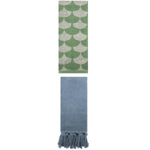 REGALWOVEN 2 Packs Cotton Geometric and Solid Absorbent Soft Hand Towel for Bathroom Kitchen - 1 of 4