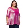 Plus Pink Metallic Scoop Neck Flared Tunic Top - 24seven Comfort Apparel™ - 2 of 4