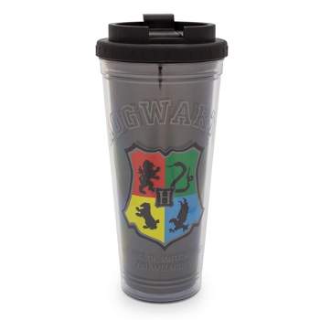 Silver Buffalo Harry Potter Hogwarts Crest Plastic Tumbler With Lid | Holds 24 Ounces