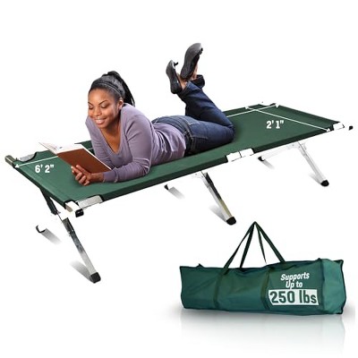 Kemp USA Aluminum Military and Camping Portable Folding Cot Stretcher  Green