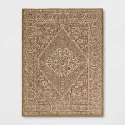 5'3"x7' Persian Rectangular Flat Woven Outdoor Area Rug Beige - Threshold™