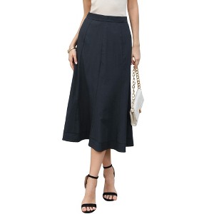 INSPIRE CHIC Women's Work Dressy Summer Casual High Waist A-Line Midi Skirts - 1 of 4