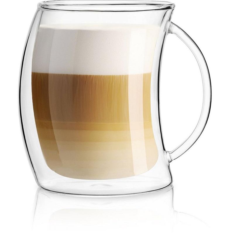 JoyJolt Caleo Collection Glass Coffee Cups - Set of 4 Double Wall Insulated Mug Glass  - 13.5-Ounces, 5 of 9