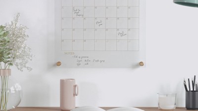 Clear Gold Acrylic Monthly Wall Calendar with Dry Erase Marker