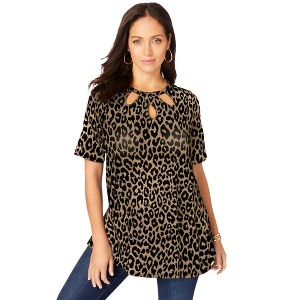 Jessica London Stretch Knit Cutout Swing Tunic - 1 of 4