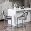 RISOKEYS 26" Counter Height Bar Stools Set of 2 - Velvet Barstools with Button Back, Rivet Trim, Metal Legs & Upholstered for Kitchen - 4 of 4