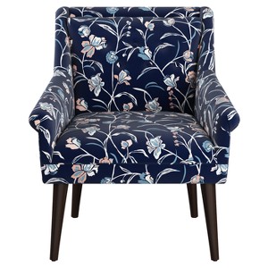Hadley Button Tufted Chair Navy Floral - Cloth & Co., Blue Floral