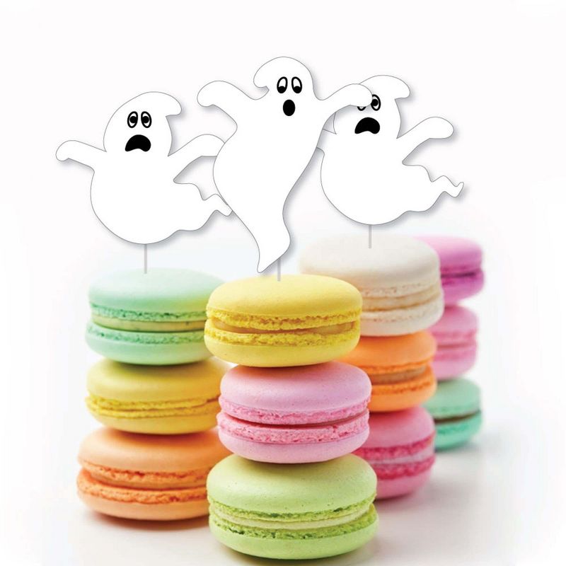 Big Dot of Happiness Spooky Ghost - Dessert Cupcake Toppers - Halloween Party Clear Treat Picks - Set of 24, 5 of 9