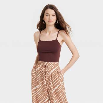 Women's Matte Satin Essential Cami - A New Day™ Brown L : Target