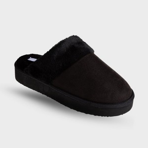 Fifth & Luxe Women's Platform Slippers, House Slipper Shoes for Women, Comfortable Microsuede Slipper with Faux Fur Collar - 1 of 4