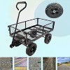 RISOKEYS Heavy Duty 660 Lbs Capacity Mesh Steel Garden Cart,4 Solid Tires with Removable Sides -Tool Cart for Gardening,Farming,Black - 2 of 4