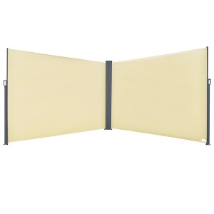 Aghana Digitals Double Retractable Patio Side Awning: Beige UV-Resistant Polyester Sun Shade with - 1 of 4