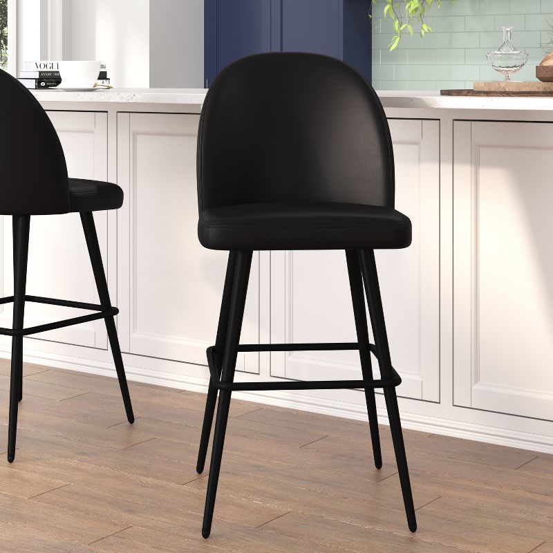 Flash Furniture Lyla Commercial Grade Modern Armless Barstools with Contoured Backrest, Steel Frame and Integrated Footrest - Set of 2, 2 of 12