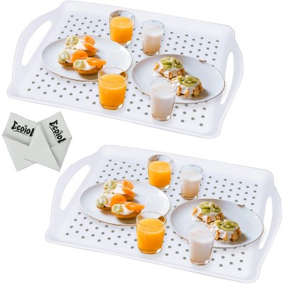 Attop 2-Pack Rectangle Anti-Slip Non-Toxic Dishwasher Safe Tray for Snack Fruit Dessert Breakfast Drink Come
