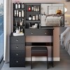 VYNXARIA 37"Middle Size Left Bedside Cabinet Vanity Table&Cushioned Stool, Extra Large Right sliding mirror,Suitable For Middle Space,Black - 2 of 4