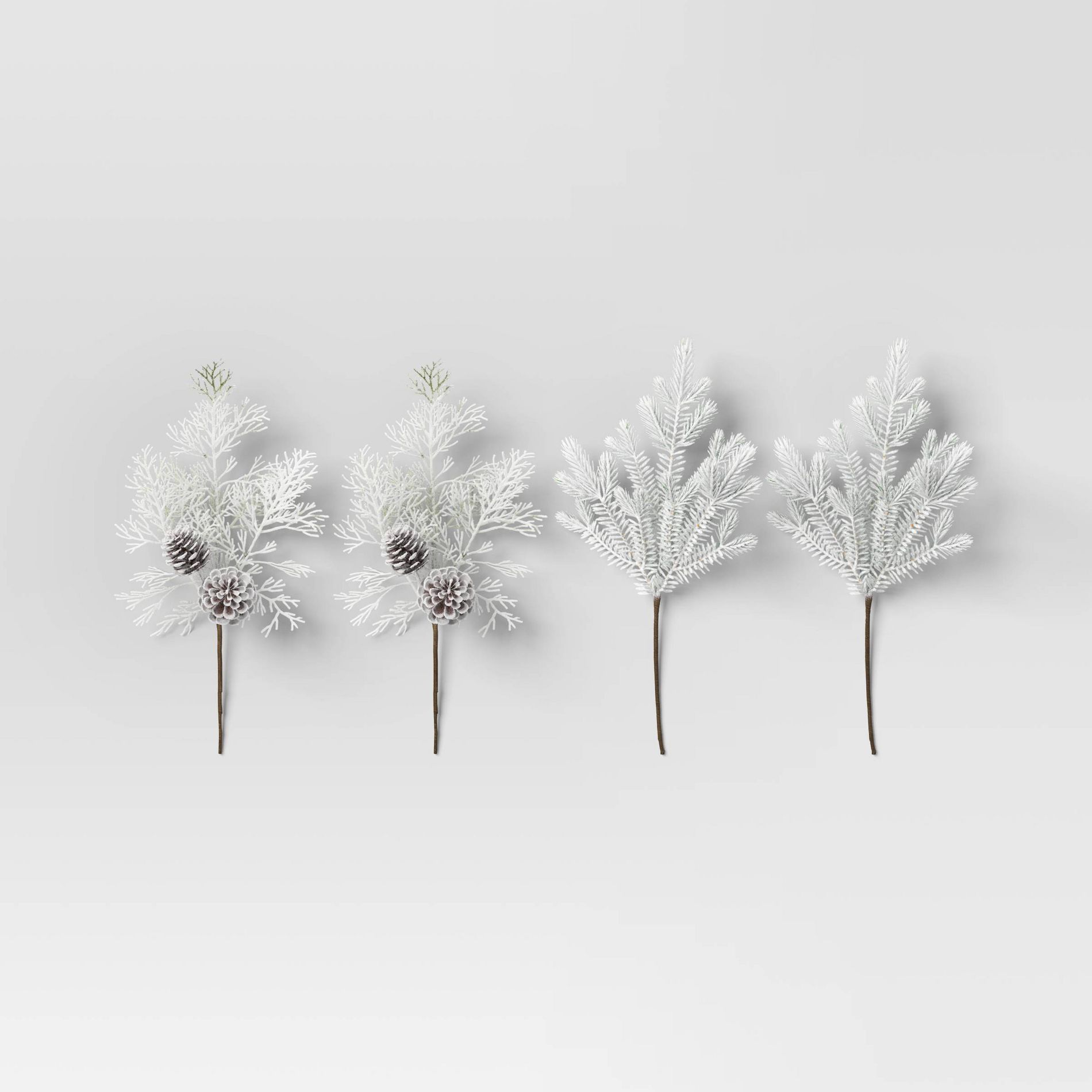 4pc Christmas Pick Set 2 Flocked Cedar 2 Flocked Spruce - Wondershop™