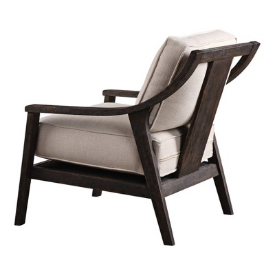 Lyle Transitional Neutral Beige Linen and Walnut Wood Accent Chair