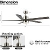 Parrot Uncle 54" Brushed Nickel Modern LED Ceiling Fan with Lights and Remote for Covered Outdoor, Living Room - 4 of 4