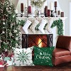Christmas Throw Pillow Covers 18x18 Set of 4, Merry Christmas Winter Xmas Snowflake - Green - 2 of 3