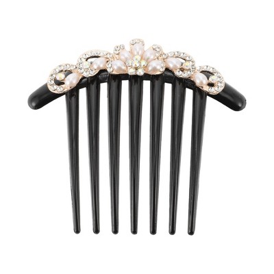 Unique Bargains Women's Flowers Hair Insert Comb Black 1 Pc